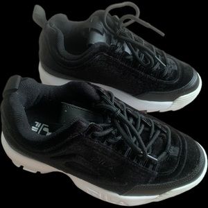 Fila Disrupter Black Velvet Chunky Shoes 6